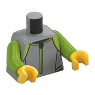 Torso, Wetsuit, Lime Trim, Zipper Print, Lime Arms, Yellow Hands