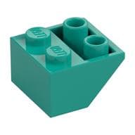 Brick Sloped Inverted 45° 2 x 2 [Round Hollow Bottom Pin, Bar-sized Stud Holes] em Turquesa escuro