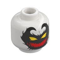 Minifig Head Anti-Venom, Black Face, Horns, Yellow Eyes, Big Red Mouth, Black Teeth Shapes