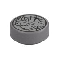 Tile Round 1 x 1 with Scratched Coin, Heads Print