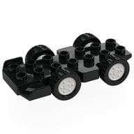 Duplo Car Base 2 x 8 with Front Spoilers, White Hubs