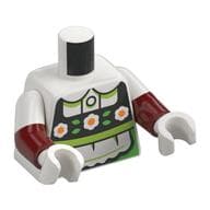 Torso, Dual Molded Arms, Black Dress, Lime/Bright Green Apron, White/Orange Flowers Print, White Sleeves Pattern, Dark Red Arms, White Hands