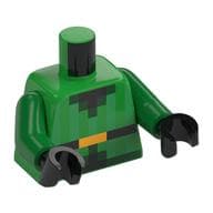 Torso, Pixelated Vest, Green Stripes, Black Belt, Gold Belt Buckle Print, Green Arms, Black Hand