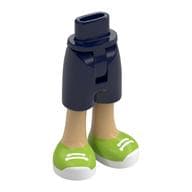 Minidoll Hips and Mid-Length Shorts with Warm Tan Legs, Lime Shoes, White Laces, Soles Print
