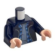 Torso, Jacket, Zipper, Bright Light Blue Plaid Shirt, Sand Blue Shirt Print, Dark Blue Arms, Light Nougat Hands