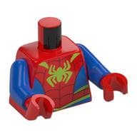 Torso Bodysuit, Blue Sides and Waist, Dark Red Webbing, Lime Spider Print (Spider-Man), Blue Arms, Red Hands