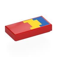 Tile 1 x 2 with Blue, Yellow Shapes Print