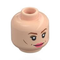 Minifig Head Beverly Crusher, Dark Orange Eyebrows, Wrinkles, Coral Lips, Smile, Open Mouth / Closed Mouth