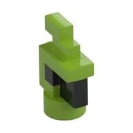 Animal Body Part, Bird, Chicken/Parrot Head Pixelated with Black Eyes and Beak Pattern em Verde-limão