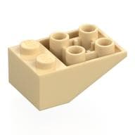 Brick Sloped Inverted 33° 3 x 2, Connections between Studs, Round Bottom Pin em Bege