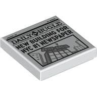 Tile 2 x 2 with Newspaper Daily Bugle 'NEW BUILDING FOR NYC #1 NEWSPAPER' Print em Branco