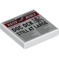 Tile 2 x 2 with Newspaper Daily Bugle 'DOC OCK STILL AT LARGE' Print