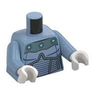 Torso Armor, Silver and Metal Green Panels Print, Sand Blue Arms, White Hands