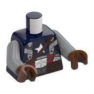 Torso, Captain America Suit, White Stars, Light Bluish Grey/Red Straps, Dark Brown Belt Print, Light Bluish Gray Arms, Reddish Brown Hands