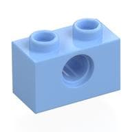 Technic Brick 1 x 2 [1 Pin Hole] em Azul vivo claro
