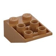 Brick Sloped Inverted 33° 3 x 2, Connections between Studs, Ovoid Bottom Pin em Nougat médio