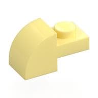 Brick Curved 1 x 2 x 1 with Curved Top em Amarelo vivo claro