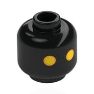Minifig Head Jawa, Yellow Eyes, Orange Border Print