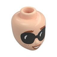 Minidoll Head, Dark Orange Eyebrows, Black Fly Goggle Print