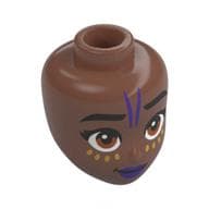 Minidoll Head, Black Eyebrows, Dark Purple Lips, Lines, Gold Dots