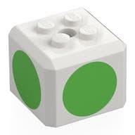 Brick Special Cube with 2 x 2 Studs on Top, and Bright Green Circles Print