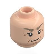 Minifig Head Magdalene Dursley, Dark Tan Eyebrows, Crows Feet, Smirk