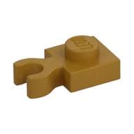 Plate Special 1 x 1 with Clip Vertical [Thick Open O Clip] em Dourado perolado