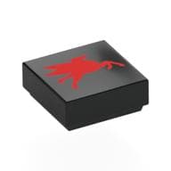 Tile 1 x 1 with Red Flying Pegasus, Going Left Print
