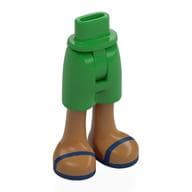 Minidoll Hips and Mid-Length Shorts with Medium Nougat Legs, Dark Blue Sandals Print