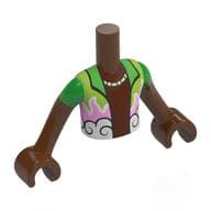 Minidoll Torso Boy with Lime/Bright Green Open Shirt, Bright Pink Flames, White Waves Print, Reddish Brown Arms and Hands