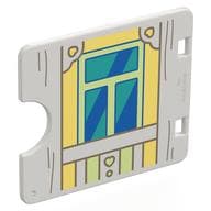 Duplo Door / Window with Cutout (Semi Oval) with Bright Light Yellow Door on Bright Light Yellow Wall, Blue/Dark Turquoise Glass Print