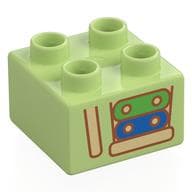 Duplo Brick 2 x 2 with Half Xylophone, Green/Blue Keys Print