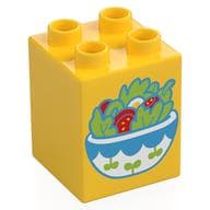Duplo Brick 2 x 2 x 2 with Salad Bowl Print