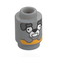 Brick Round 1 x 1 with Dog, Dark Bluish Grey Eyebrows (Jeremey) Print