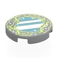 Tile Round 2 x 2 with Mirror, Lime Enchanted Lines, White Stars Print