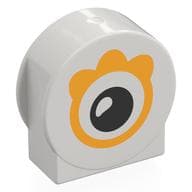 Duplo Brick 1 x 3 x 2 Round Top, Cut Away Sides with Bright Light Orange Eye Print