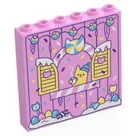 Panel 1 x 6 x 5 with Wooden Wall, Window, Bright Light Yellow Shutters, Cat, Lights, Snow Print