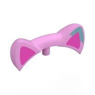 Headwear Accessory Cat Ears with Pin, Dark Pink Ears, Dark Turquoise Spot Print