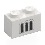 Brick 1 x 2 with Light Bluish Grey/Black Windows Print