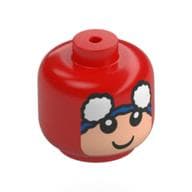 Minifig Head Baby / Toddler with Light Nougat Face, Spider-Man Mask, White Eyes, Blue Line Print