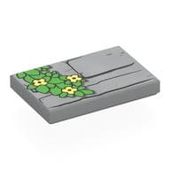 Tile 2 x 3 with Stone Wall, Bright Green Leaves, Bright Light Yellow Flowers Print