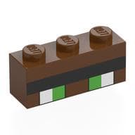 Brick 1 x 3 with Pixelated Bright Green/White Eyes with Black outline, Black Eyebrow Print