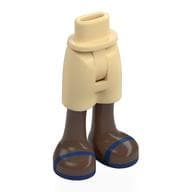 Minidoll Hips and Mid-Length Shorts with Umber Brown Legs, Dark Blue Sandals Print