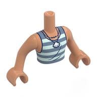 Minidoll Torso Man with Light Aqua/Sand Blue Shirt, White Shell Necklace Print, Nougat Arms and Hands