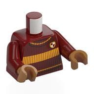 Torso, Knitted Sweater, Bright Light Orange Stripes, Gryffindor Crest Print, Dark Red Arms, Medium Nougat Hands