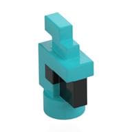 Animal Body Part, Bird, Chicken/Parrot Head Pixelated with Black Eyes and Beak Pattern em Celeste médio