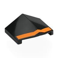 Brick Sloped 33° 2 x 2 Double / Inverted with Orange Stripe Print