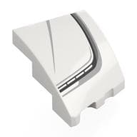 Brick Wedged, Curved 3 x 2 with Stud Notch Left with Black/Light Bluish Grey Hood Line Print