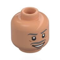 Minifig Head The Wizard, Dark Bluish Grey Eyebrows, Moustache, Open Mouth Smile