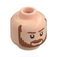 Minifig Head Obi-Wan Kenobi, Dark Orange Eyebrows, Beard, Neutral / Angry Scowl